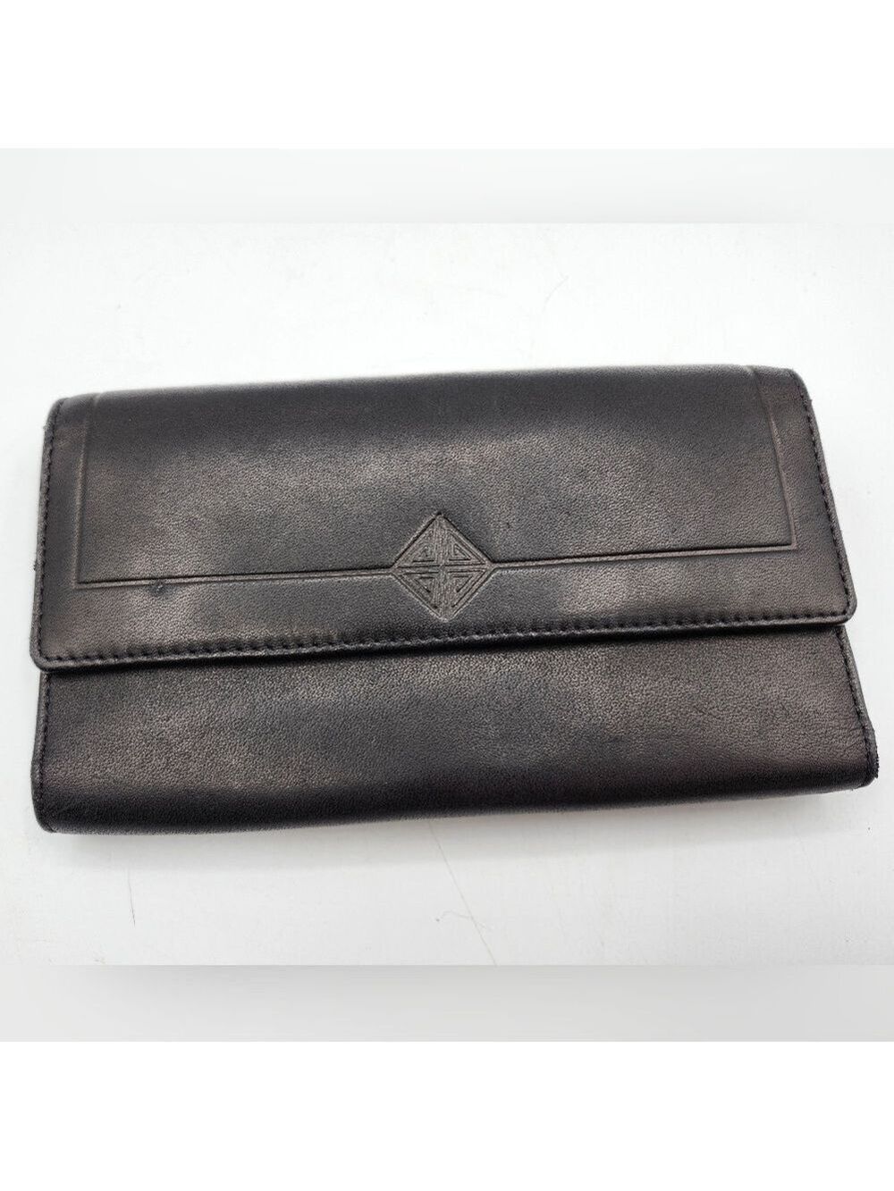Vintage Amity Black Leather Cowhide Wallet